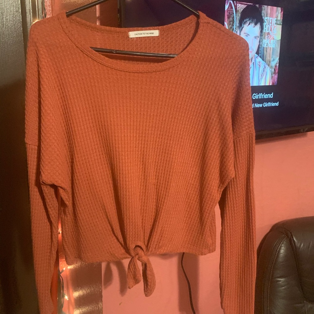 burnt orange long sleeve top